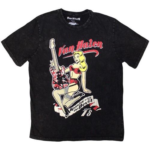 Van Halen Unisex Adult Running With The Devil Stone Wash T-Shirt