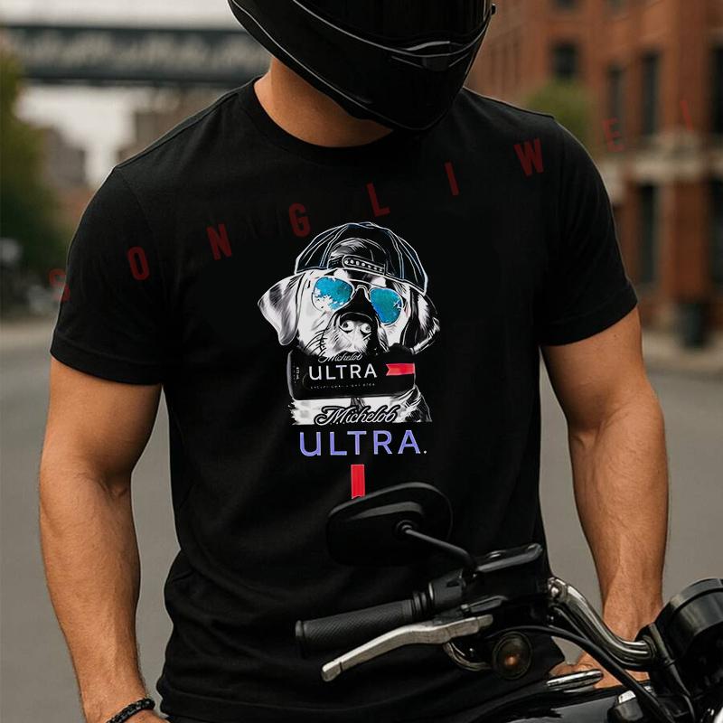 Ultra Cool Dog Graphic Motorcycle T Shirt Cotton Summer Short-sleeved Casual Tee Men Women Stre
