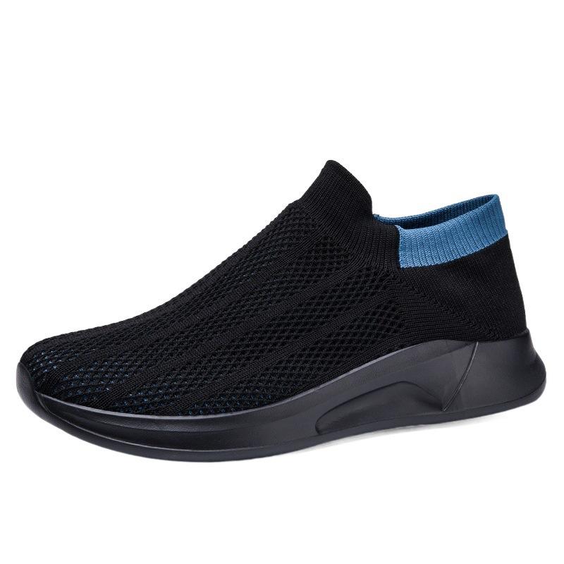 Men's shoes new spring fly-woven soft-soled deodorant no shoelaces sports no shoelaces socks white