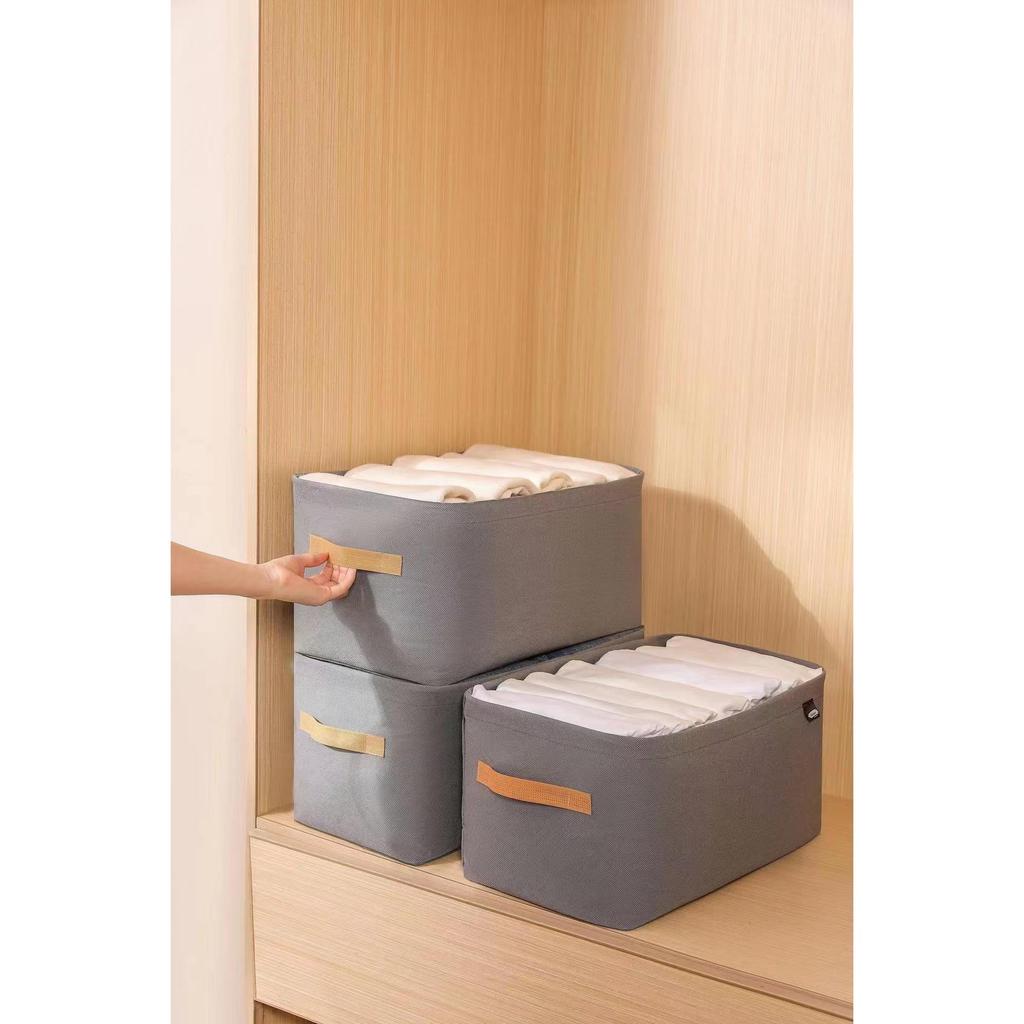 Clothes Storage Box Foldable Nonwoven Fabric With Stackable Design For Bedroom And Closet Organization