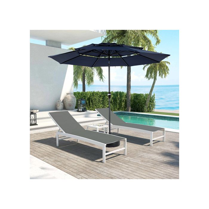 Parasol Extérieur Rectangulaire Double Face De 4,5 M Avec Manivelle (bleu Marine) (sans Pied) .