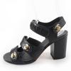Great CHANEL Sandals COCO Mark Turn Lock Leather black leather Women 37 G37387 Used