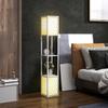 Floor Lamp In Modern Design, 2 Shelves, Pull Chain Switch, 26 Cm X 26 Cm X 156 Cm, Black + White