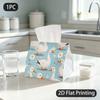 1pc Tissue Box, Cartoon Style White Geese Daisies Cheerful Pattern, 2D Flat Printing, Crafted with Strong Polyester, Can Be Washed, Tissue Pouch, for 
