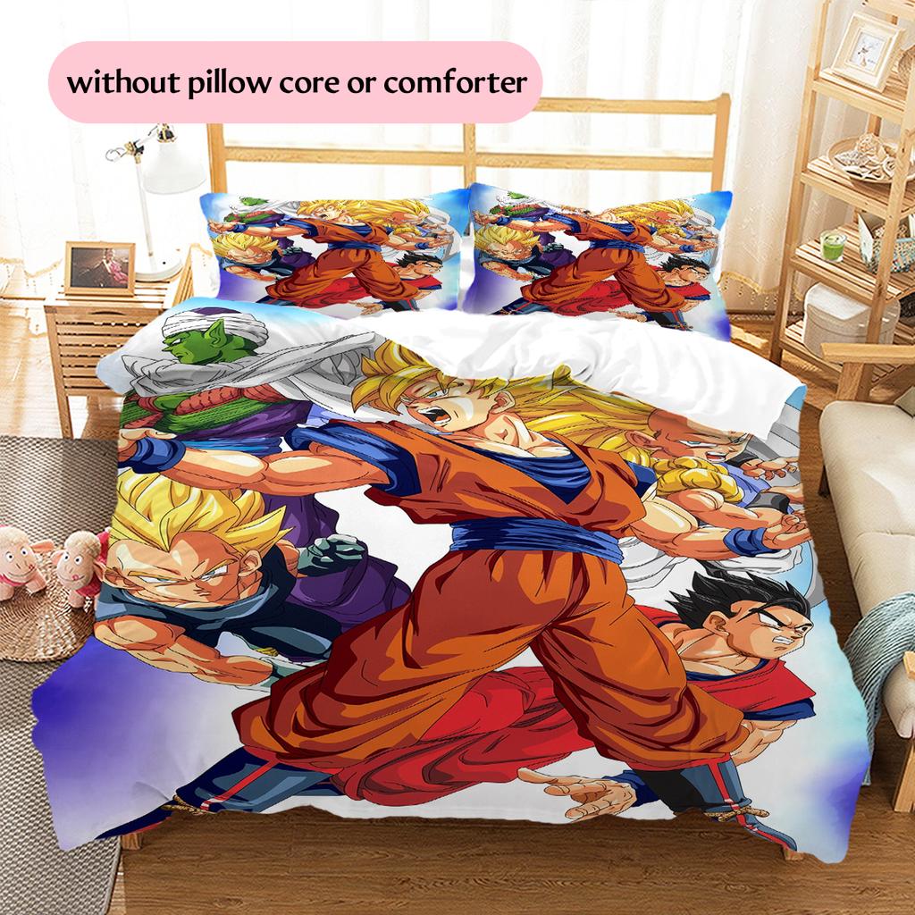 Dragon Ball Son Goku Pattern Bedding Home Decoration Birthday Gift (1 * duvet cover + 2 * pillowcase, without core)