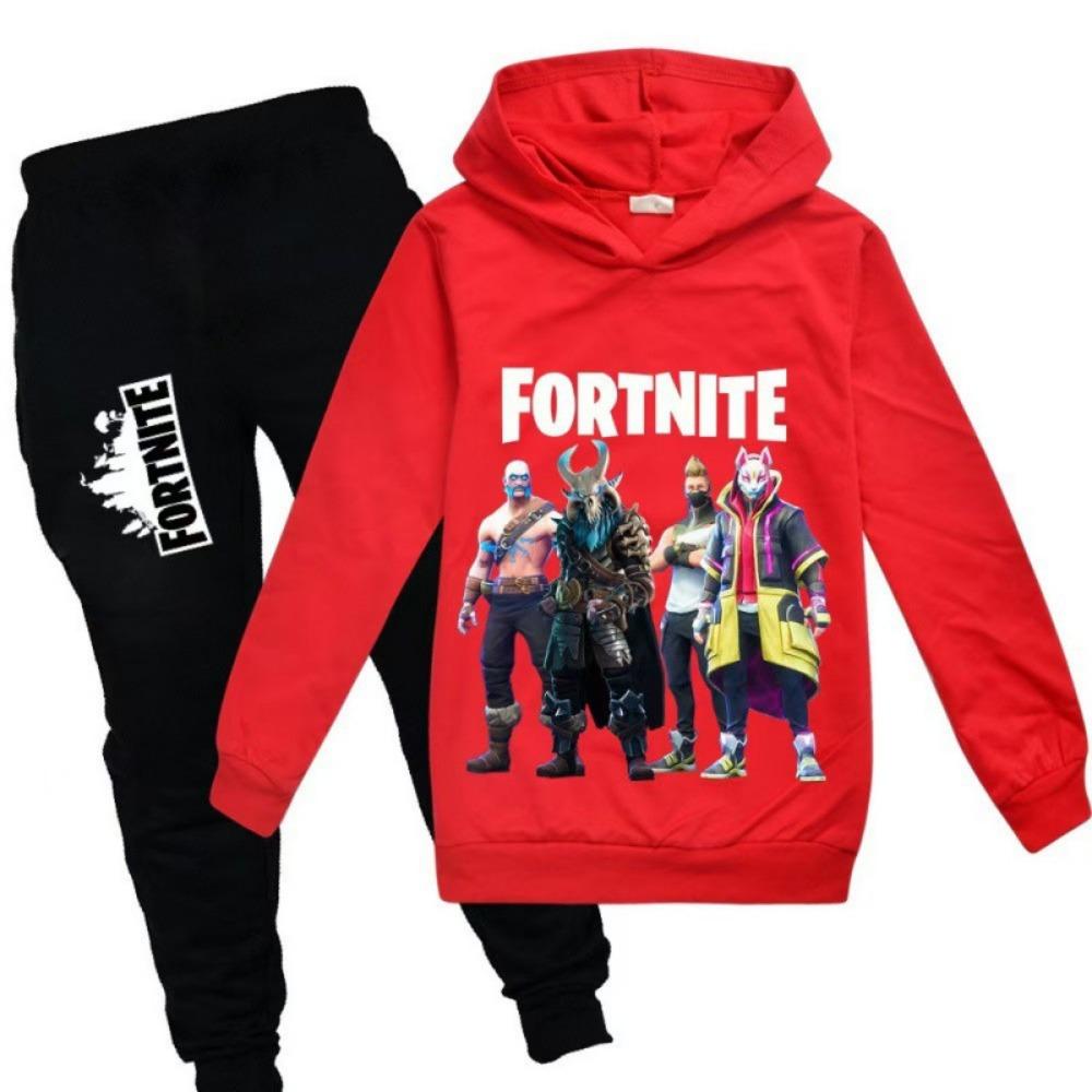

Набори дитячі з принтом гри Fortnite, худі, мультяшні, зручні, костюм з 2 предметів, вільні топи з довгим рукавом, штани, осінньо-зимовий одяг 110