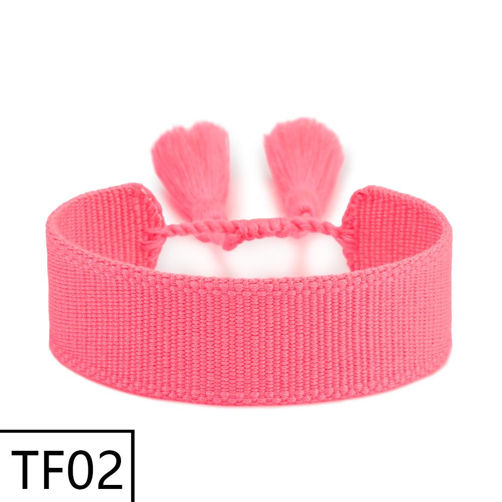 Adjustable European & American Fashion Embroidered Polyester-Cotton Tassel Bracelet with Customizable Logo