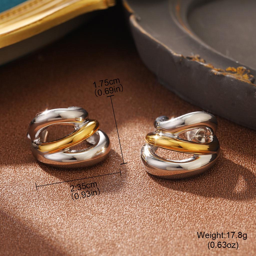 European and American stainless steel circle earrings, personalized high-end ins earrings, titanium steel earrings, contrasting color and