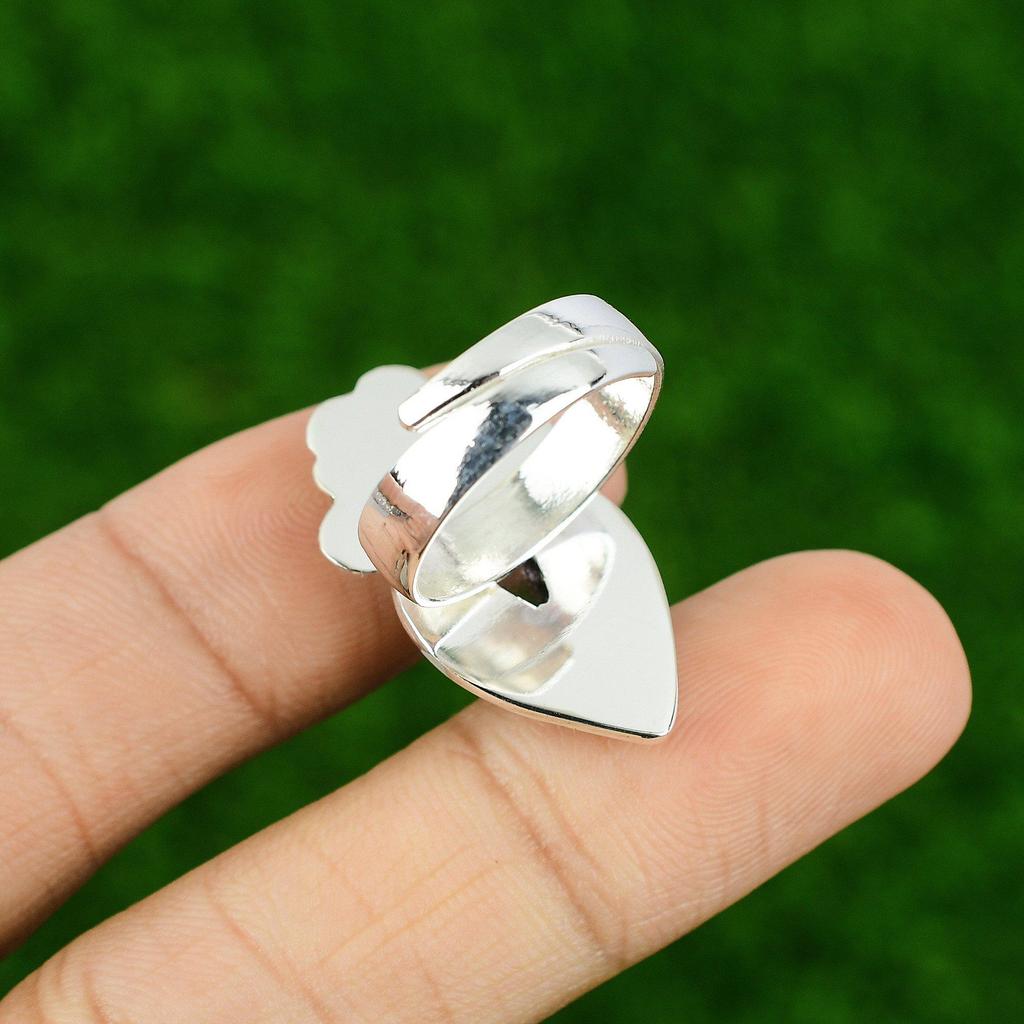 Natural African Amethyst Multi Stone Flower Adjustable Ring 925 Silver For Women