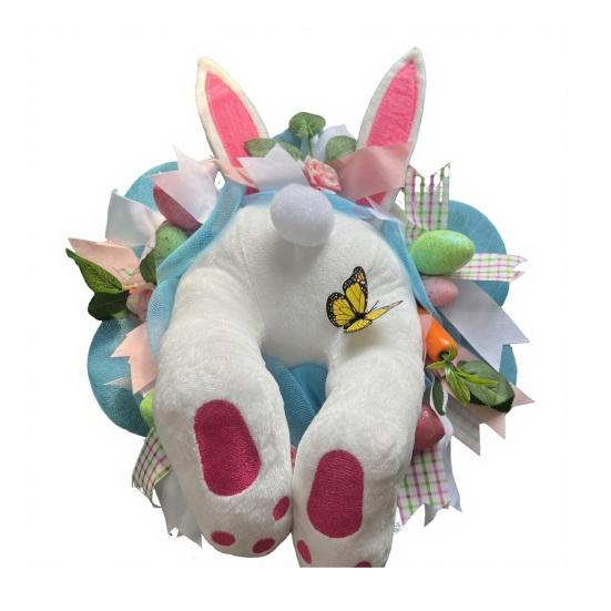 Easter Bunny Butt Wreath for Front Door Plush Rabbit Wreath with Bunny Ears for Spring Party Farmhouse Home Wall Decor