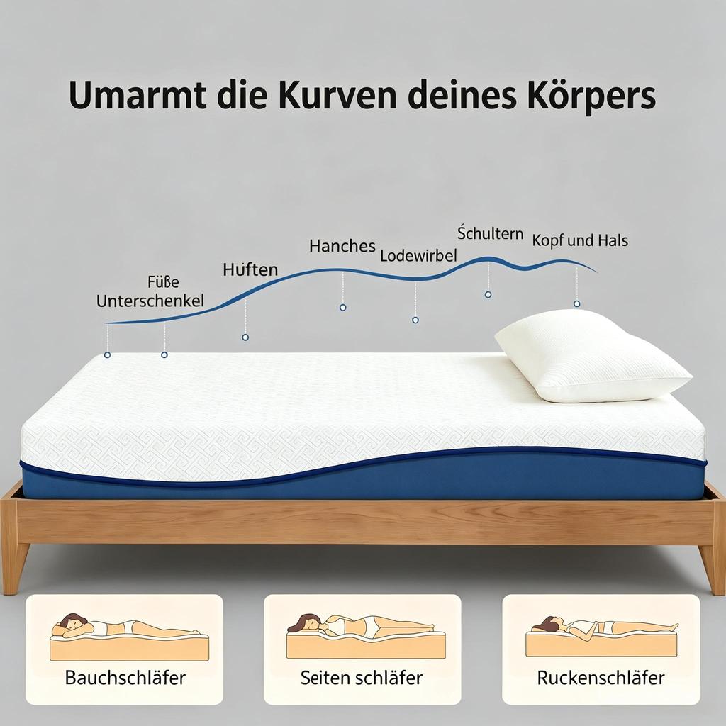 Mattress 90x190cm for 2 People, Green Tea Memory Foam Mattress, Removable Washable Cover, Medium Firmness