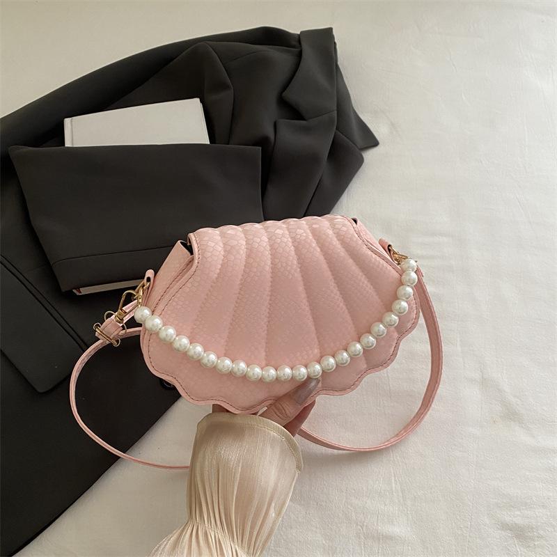 Premium shell small bag women's 2025 autumn new pearl handbag fashionable and simple shoulder messenger bag