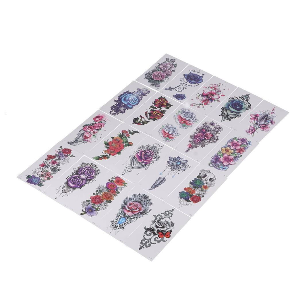 20pcs Temporary Tattoos Stickers Waterproof Long Lasting Flower Fake Tattoo for Women