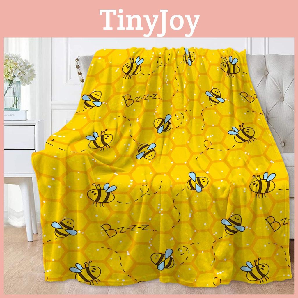 Soft Polyester Cartoon Bee Fleece Blanket For Childrens Bed And Couch Warm Cover