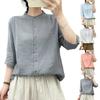 Women's Fashionable Casual Oversized Double-Layer Cotton Yarn Stand Collar Shirt With Mid-Length Sleeves In  Colour Top