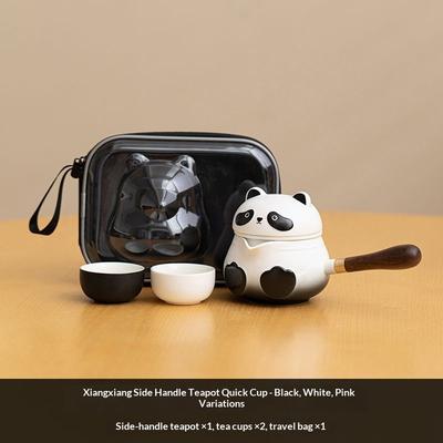 Ceramic Panda Travel Tea Set, Portable Teaware for Outdoor Camping, Kung Fu Express Cup, Creative Tea Infuser Set
