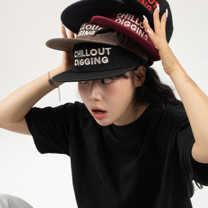 

commoncapsuleproject Chillout Digging 6-Panel Flat Visor Cap - 7 Colors BLACK_BURGUNDY_FREE