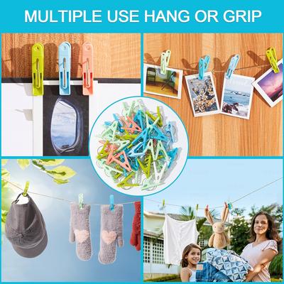 חבילה של 20 אטבי כביסה מפלסטיק כבדים לשימוש חיצוני לתליית בגדים, אטבי כביסה צבעוניים עם קפיצים, אטבי כביסה לרשת לייבוש בגדים
