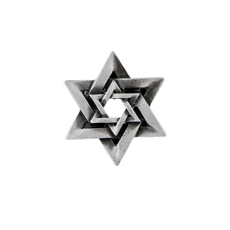 High-End Business Men's Suit Hollow Hexagonal Six-Pointed Star Retro Brooch
