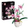 Moc Building Blocks Orchid Flowers Bouquet Flower Blocks Bonsai Plant Model Bricks Romantic Diy Home Decoration Toy For Kid Gift