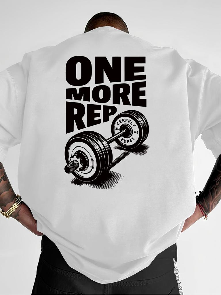 2026 New Mens TShirt Vintage Funny Gym Workout ONE MORE REP Weightlifting Men Streetwear Cotton Tees Short Sleeve Loose Top