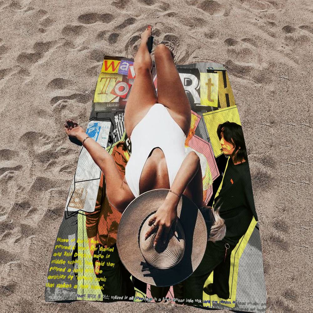 Poster W-Wave To Earth KOREAN Microfiber Blanket Quick Drying Beach Towels Oversized Printing Super Absorbent Pool Towel