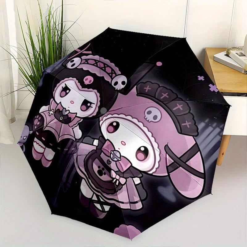 

1pc Maid Kuromi & My Melody Pattern Automatic Umbrella is Fashionable and Good-Looking, a Portable 3-Fold Umbrella, Suitable for Travel and Daily Use,