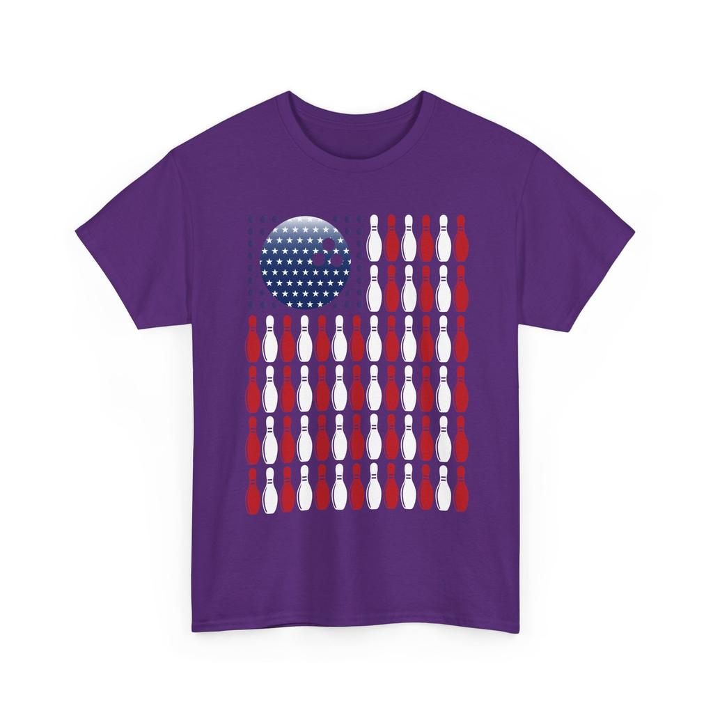 Bowling American Flag Shirt, Bowling Ball and Pins Bowler Women Men T-Shirt