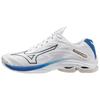 Wave Lightning Z7 Volleyball Shoes Shock Absorption Slip Resistant Durable Low Top Training Shoes Unisex Sneaker White Blue V1GA220000