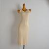 French Simplicity New Arrival Pure Color Sleeveless Knitting Dress Women's Summer Thin Silm Slim Looking Sheath Vest Dress