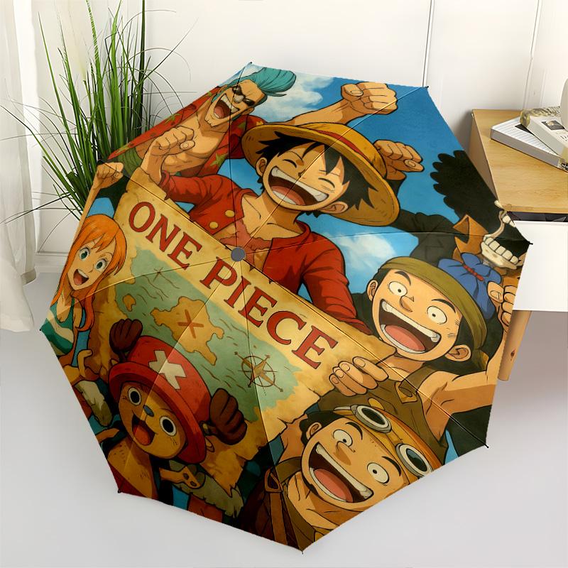 1 PC Automatic Folding Umbrella - Anime One Piece Pattern Portable Foldable Design With 8 Ribs Christmas Birthday Gifts