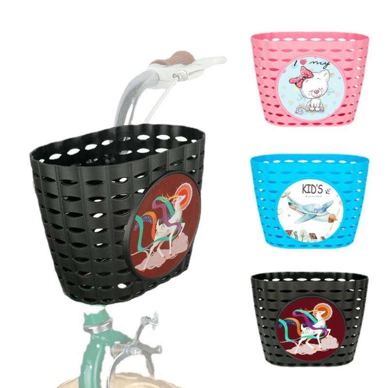 Front Handlebars Basket Waterproofs Childrens Bicycles Basket Plastic Tricycles Basket for School, Outdoor, Cyclings