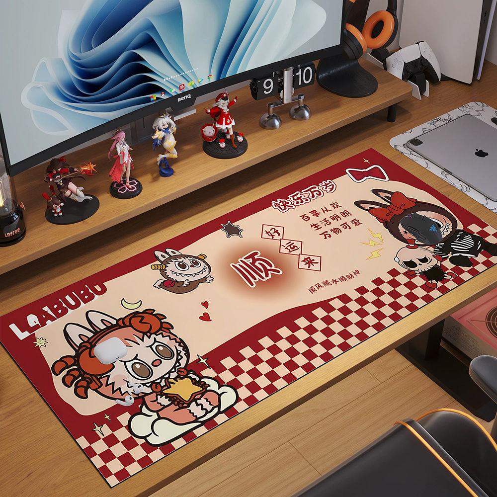 Labubu Trendiges Gaming-Mauspad, Übergroßes E-Sport-Spiel, Bürocomputer, Laptop, Rutschfeste Tastaturunterlage