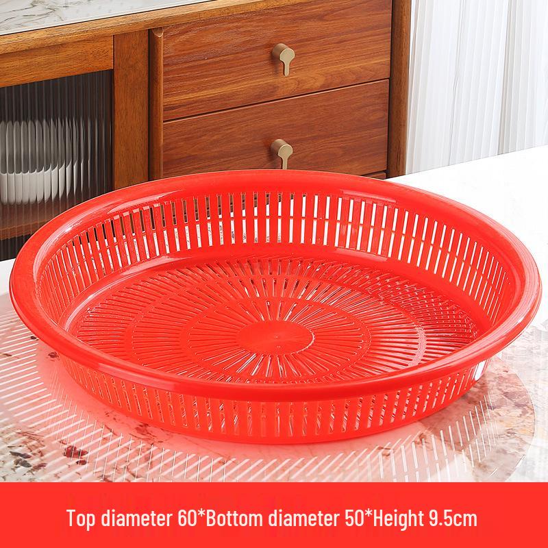Festive Red Round Plastic Drying Sieve for Household Use