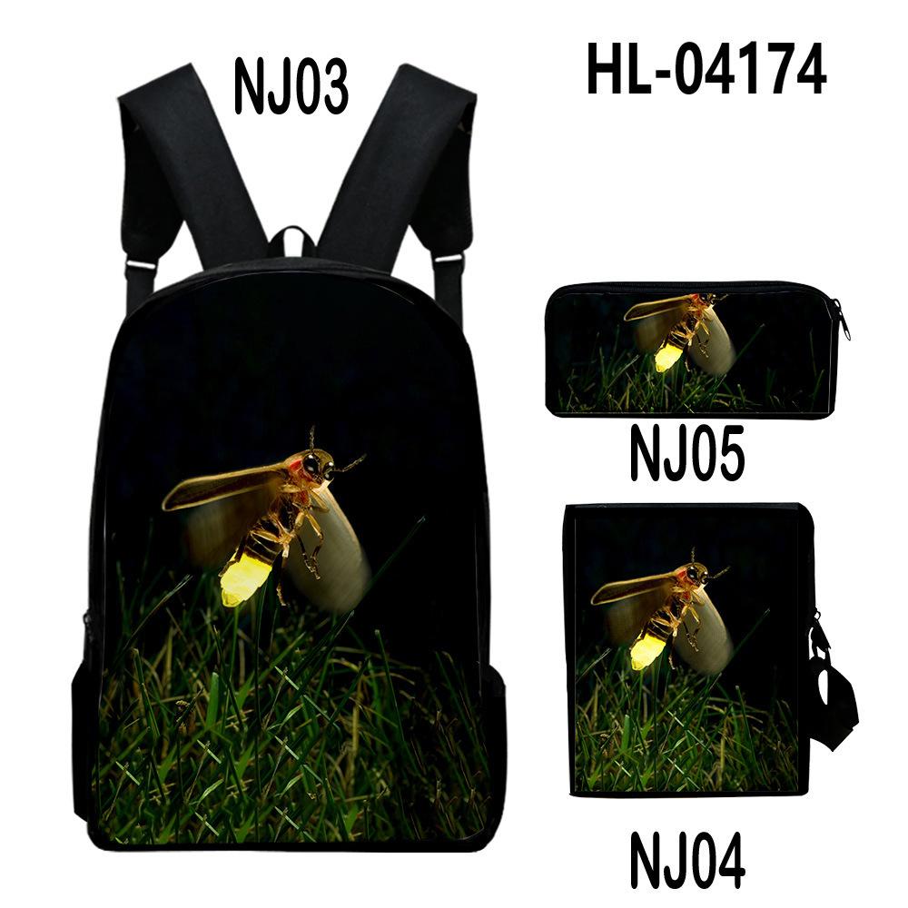 Classic Popular Classic Fireflies 3D Print 3pcs/Set pupil School Bags Laptop Daypack Backpack Inclined shoulder bag Pencil Case
