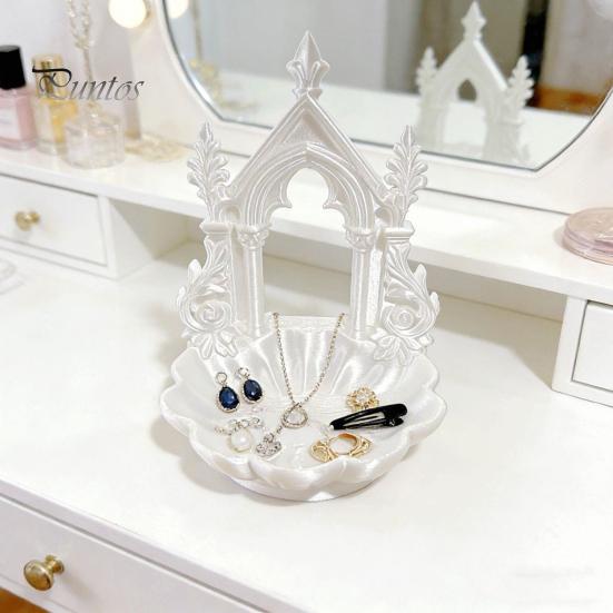 Macaron Color Jewelry Tray Storage Tray, with Gothic Arch Pearlescent Design, Organizer Themed Organizer, for Rings Earrings Necklaces Dressing Table