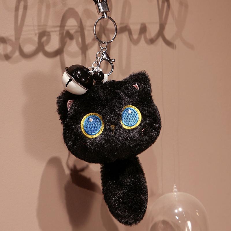 Kawaii Big Size Black Cat Plush Pillow Toys Cartoon Animal Dolls Lovely Kitten Keychain Pendant Toy For Children Kids Birthday