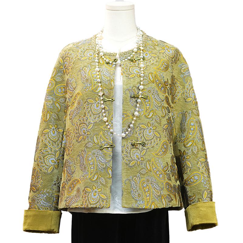 2026 Elegant Floral Embroidered Retro Jacket for Middle-Aged Women