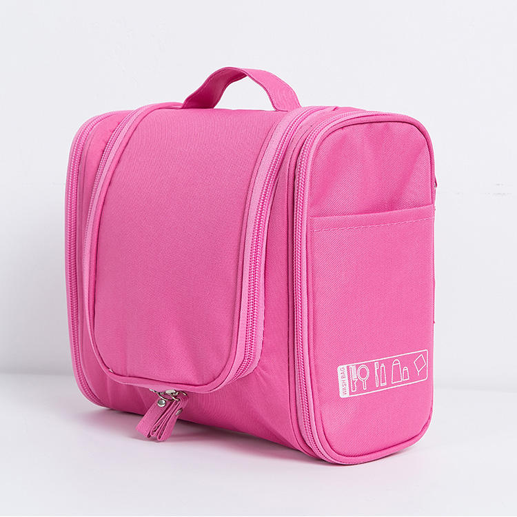Pure Color Multi Compartment Pockets Oxford Cloth Wash Toiletry Bag Travel Portable For Toothbrush Storage