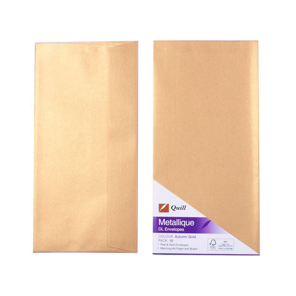 Quill Metallique Briefumschläge 10er Pack (DL) gold