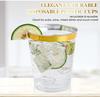 50 Pack Gold Rimmed Plastic Cups 10 Oz Clear Tumblers Fancy Disposable Hard Plastic Cups with Gold Rim for Wedding Elegant Party