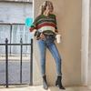 Women's Fashion Round Neck Sweater Lazy Loose Classic Striped Long Sleeves