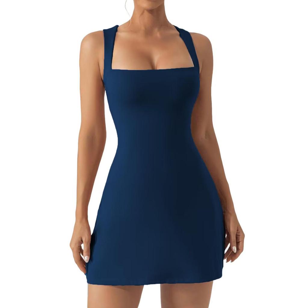 Strappy Solid Color Tight Dress