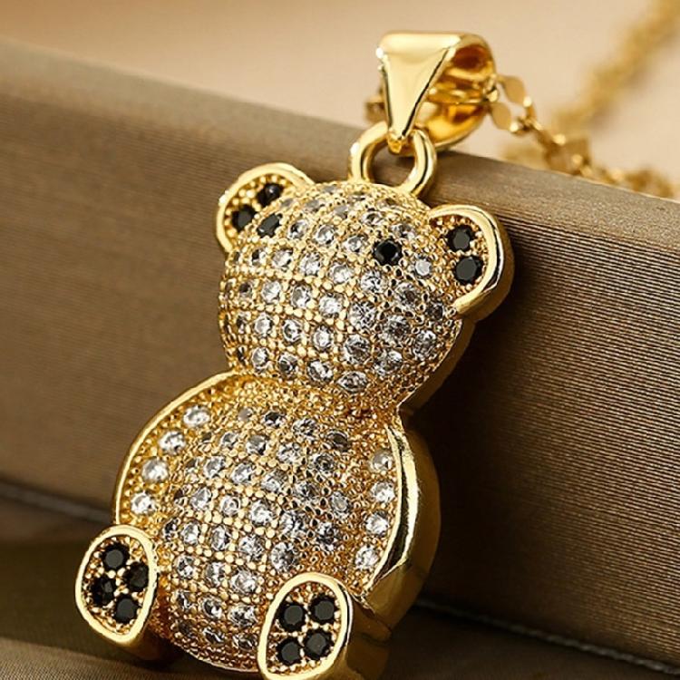 Simple Necklace Fashionable Bear Pendant Necklace Bear Neck Jewelry Perfect for Youthful Couple or Close Friend Present