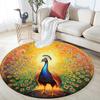 Peacock Round Area Rug,Carpet Rug for Living Room Bedroom Sofa Playroom Decor,Non-slip Floor Mat