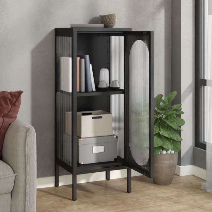 VidaXL Buffet noir 40x35x105 cm verre et acier 352999