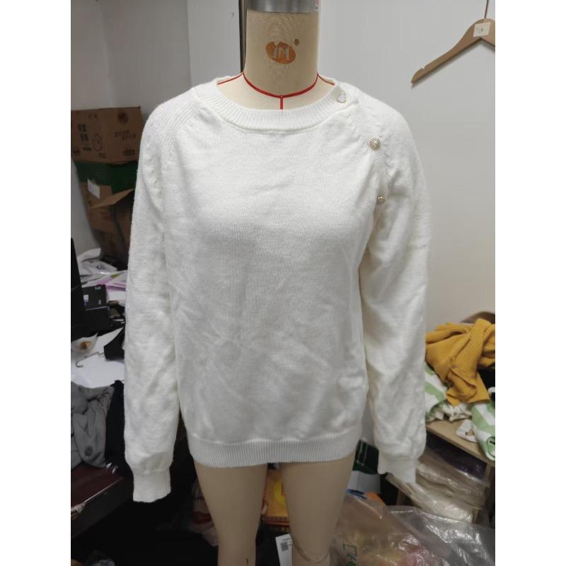 VEZFAA Kadın Modası Rahat Sonbahar Kış Düz Renk Baskılı Uzun Kollu O-Yaka Kazaklar