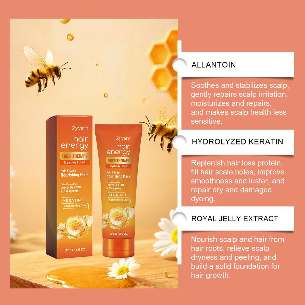 Zyvarn Hair and Scalp Treatment Mask with Botanical Extracts Gentle Moisturizing Smoothing Care 100ml