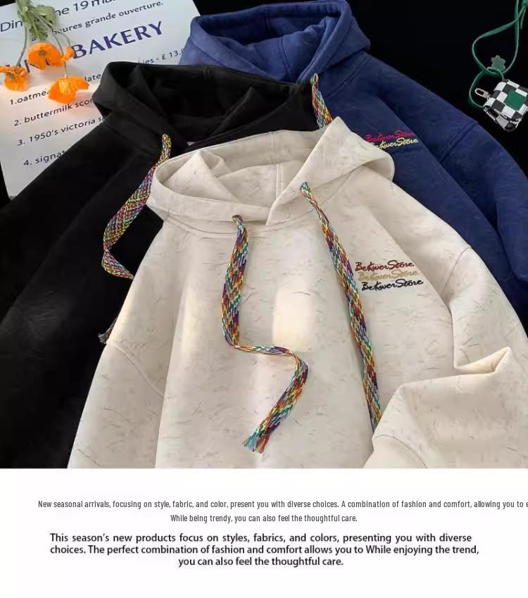 Men's Heavyweight Embroidered Hoodie - Versatile, Loose, Casual Sports Jacket for Autumn and Winter