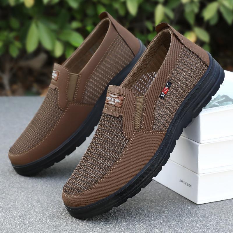 Shoes Men's Net Shoes One-pedal Elderly Shoes Lightweight Soles Middle-aged and Elderly Father Shoes Shallow Mouth Old ******* Cloth Shoes
